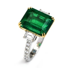 Dover 8.64cts Colombian Emerald Diamond Platinum 18k Gold Ring