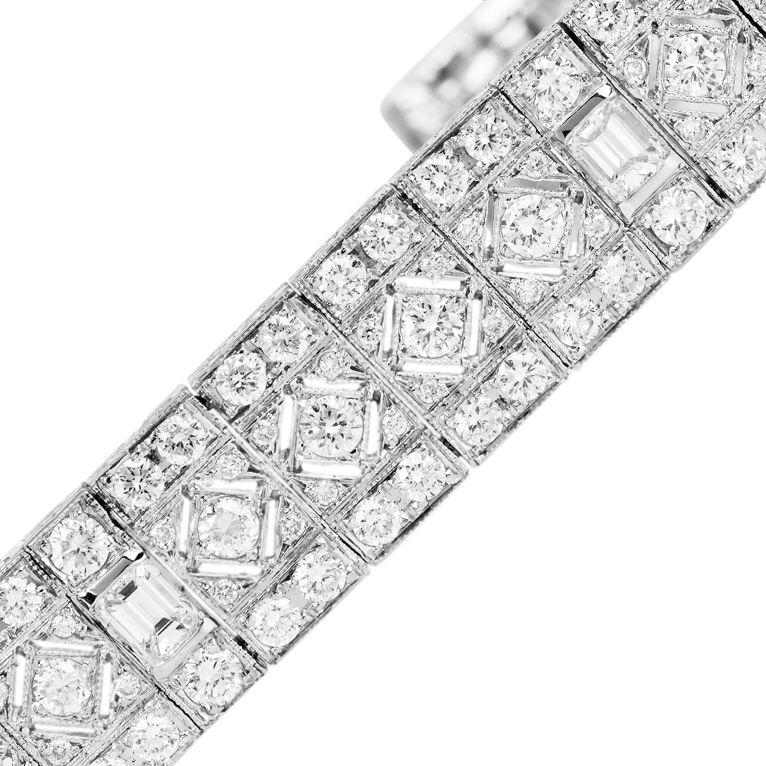 Taille ronde Bracelet enveloppant de diamants 11,50 carats de style Dover Deco en vente