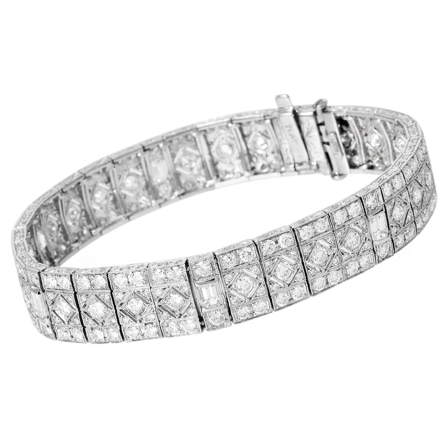 Bracelet enveloppant de diamants 11,50 carats de style Dover Deco Excellent état - En vente à Miami, FL