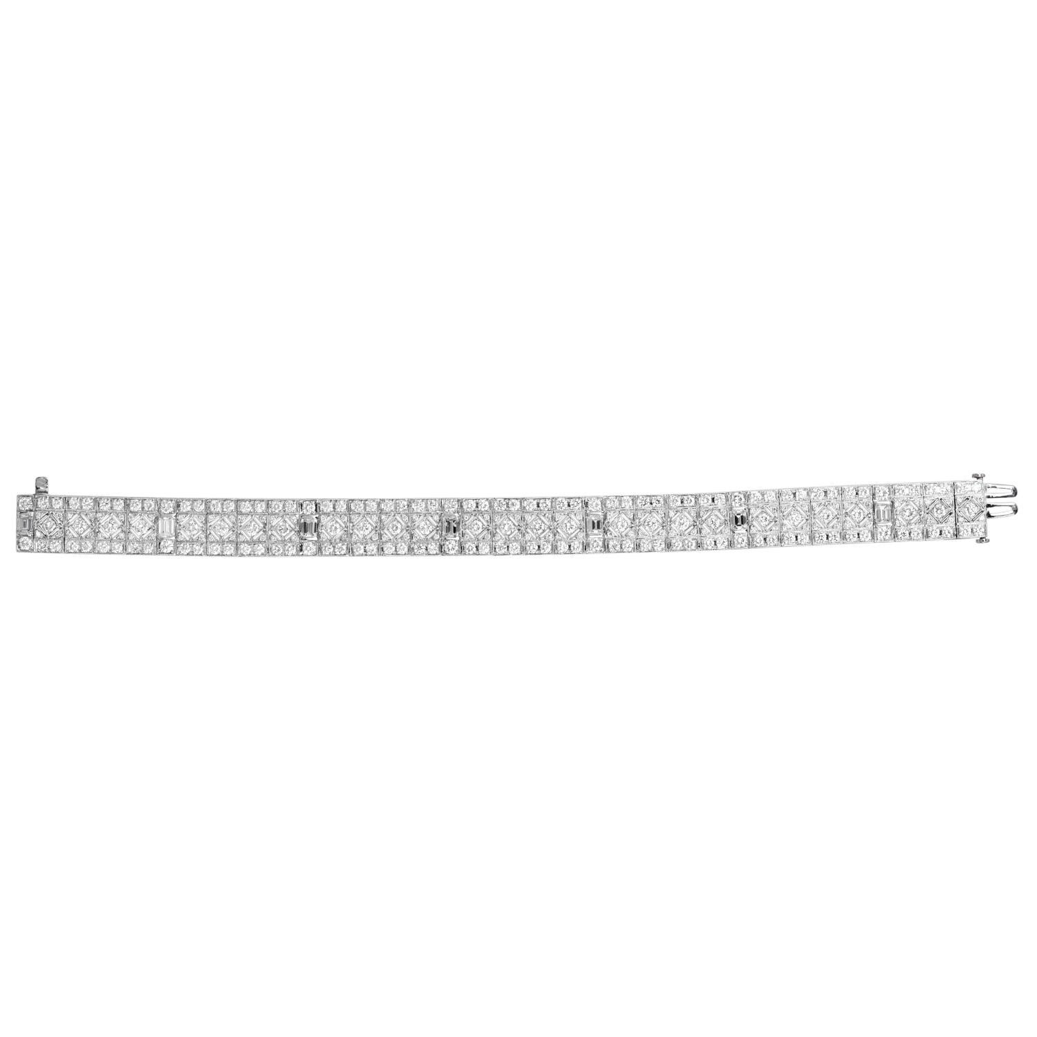 Bracelet enveloppant de diamants 11,50 carats de style Dover Deco en vente 1