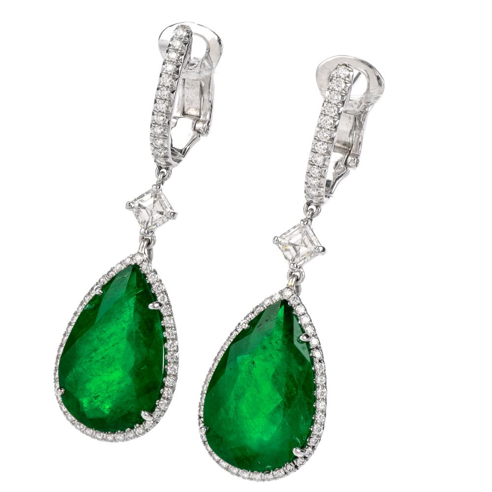 These Outstanding Colombian Emerald Earrings offer flexibility to the wearer as they are 'interchangeable
