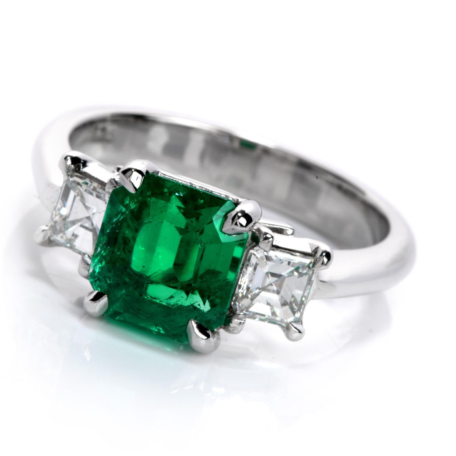 asscher cut emerald engagement ring