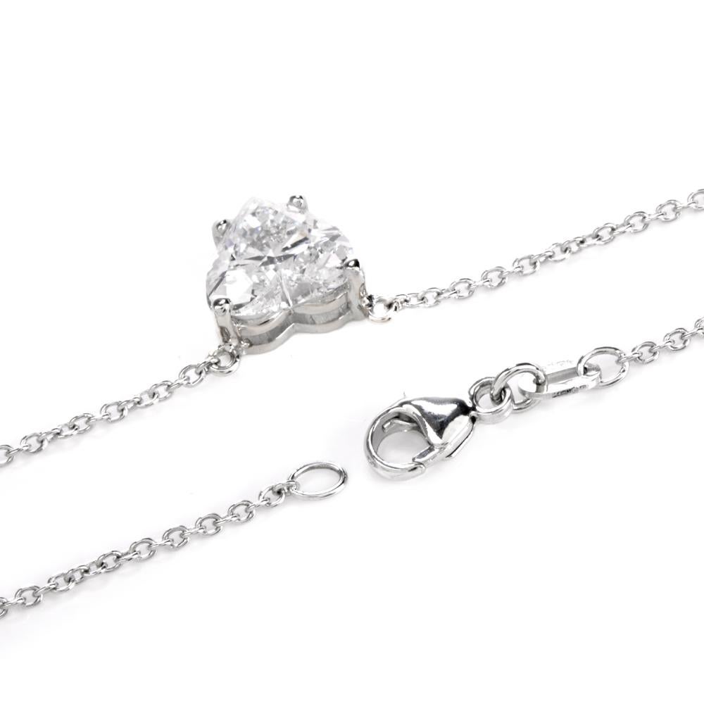 Dover Diamond  Heart GIA 2.06 Carats D-SI1 Platinum Choker Pendant Necklace 1