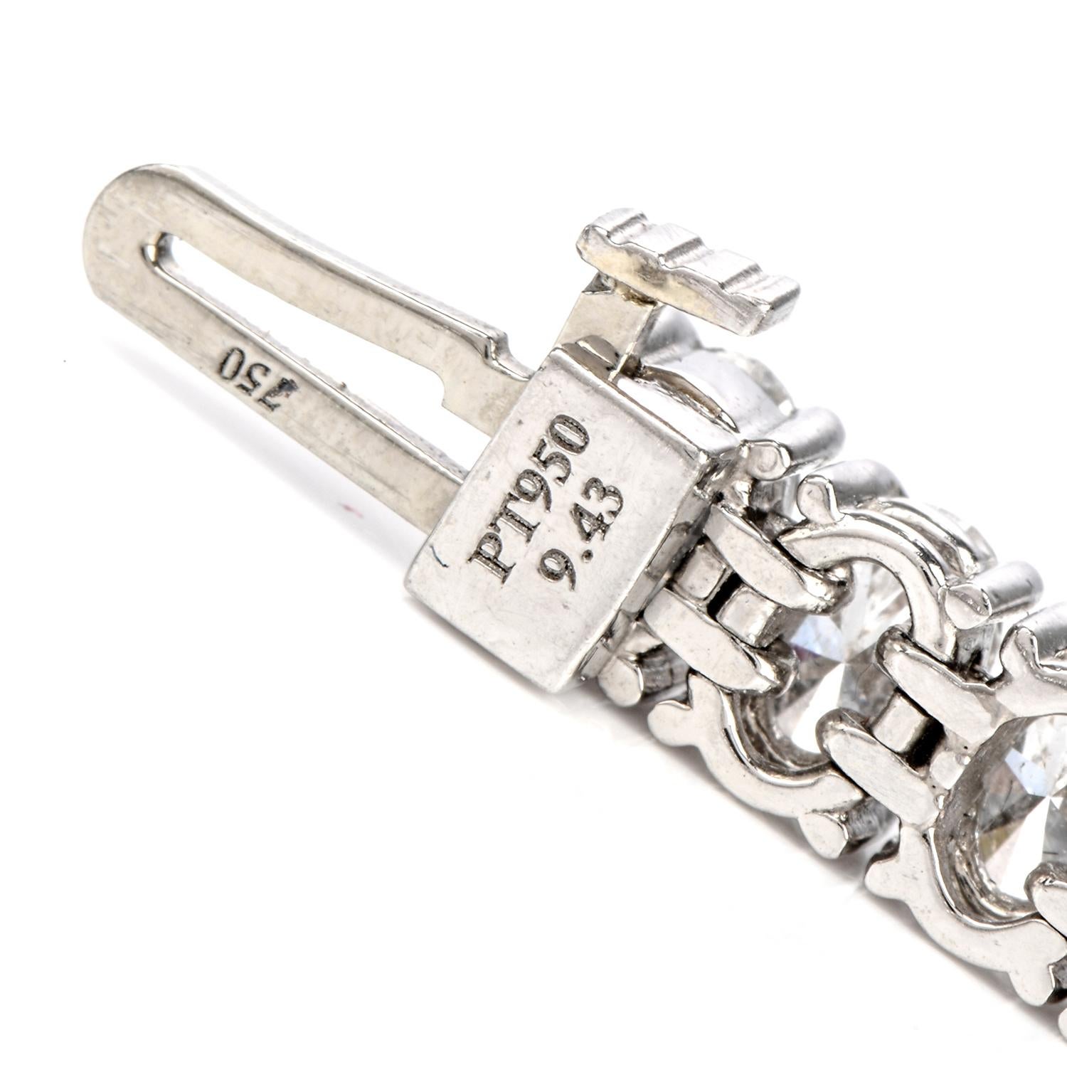 Dover Diamond Oval Cut 9.43 Carat Diamond Platinum/18 Karat Line Bracelet 1
