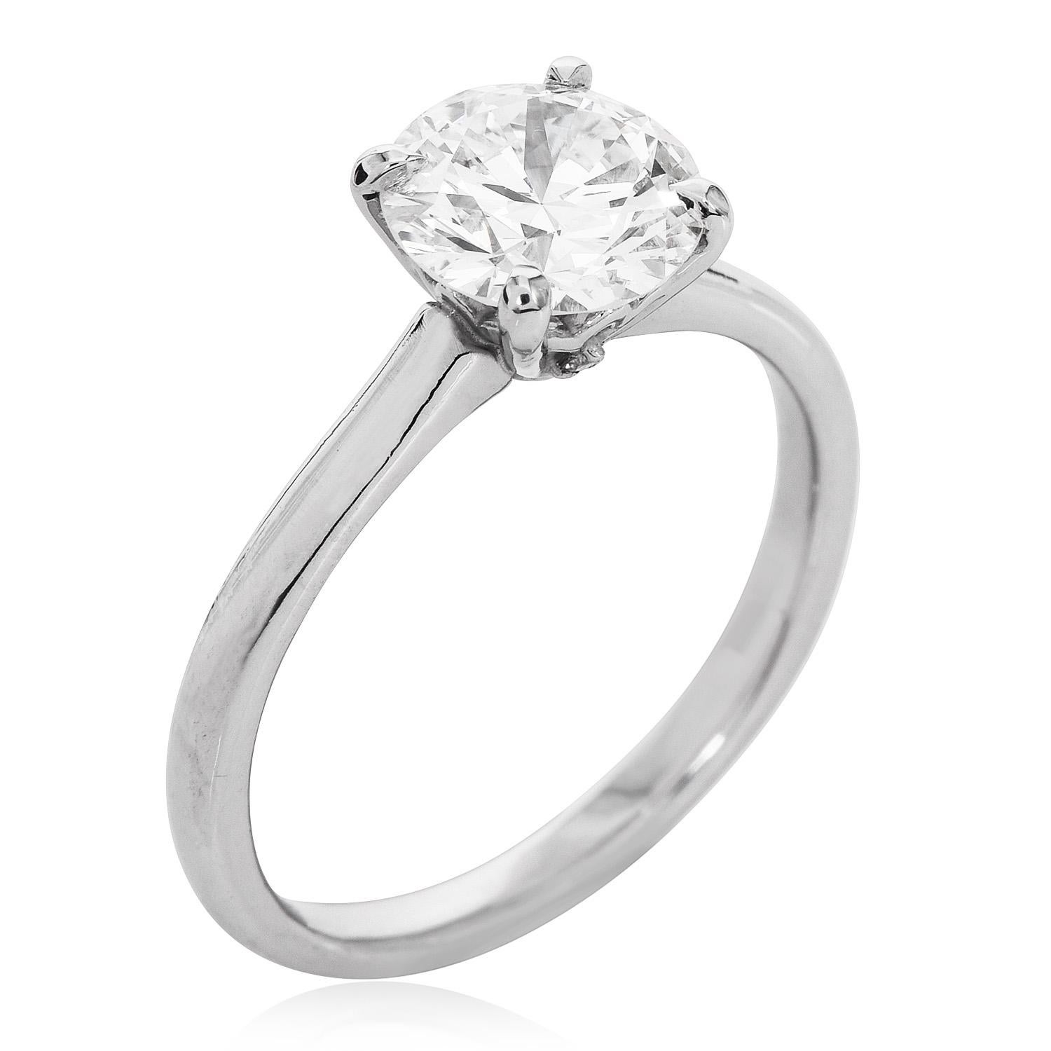 Dover GIA 1.56 Carat H VVS2 Round Cut White Gold Solitaire Wedding Ring In New Condition For Sale In Miami, FL