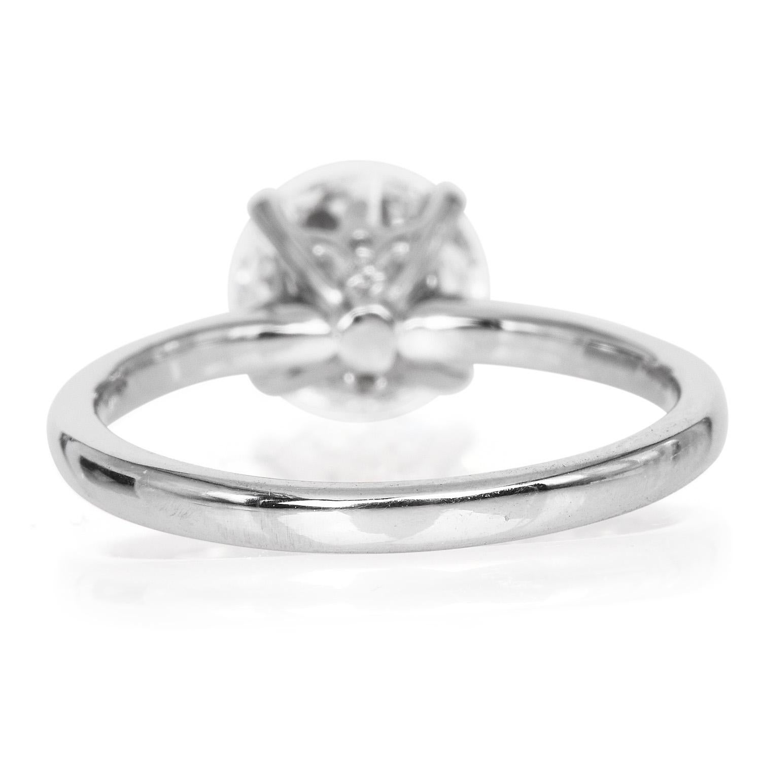 Women's Dover GIA 1.56 Carat H VVS2 Round Cut White Gold Solitaire Wedding Ring For Sale