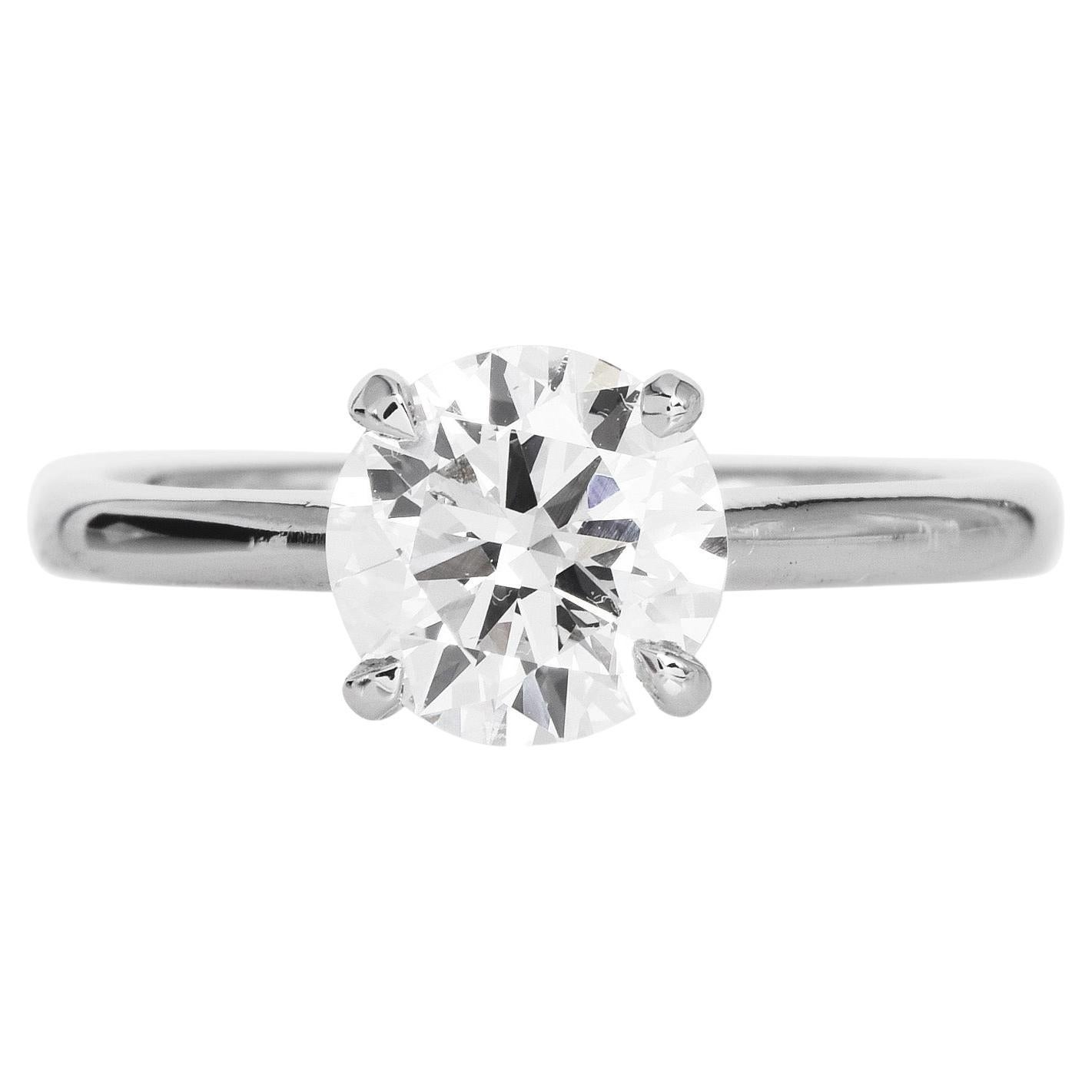 Dover, bague de mariage solitaire en or blanc taille ronde de 1,56 carat H VVS2, certifiée GIA