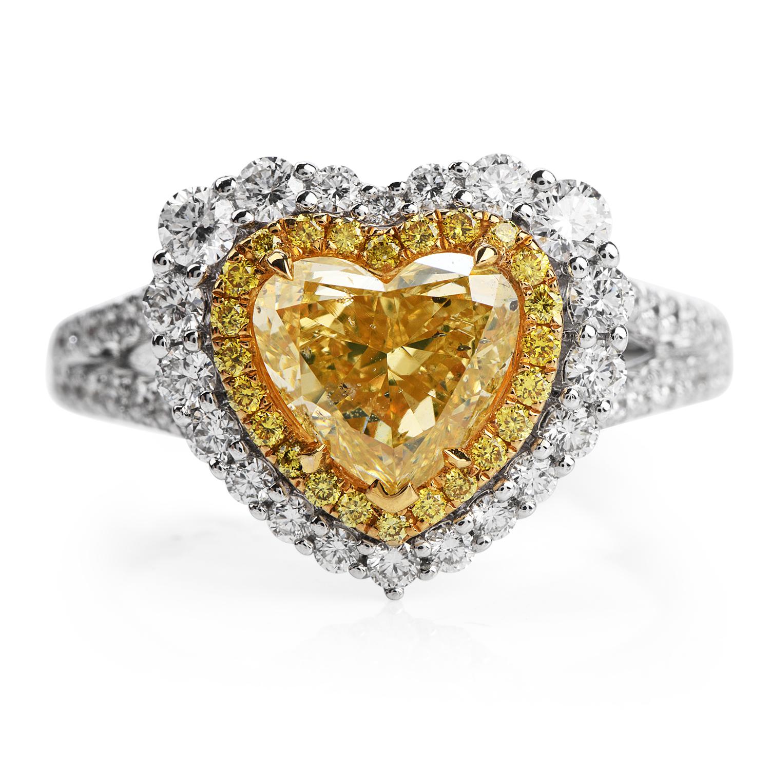 Love is in the Air!

What better way of showing what is in your heart, but with a Lovely heart Engagement Ring?

Enjoy a lifetime of wear this GIA Certified Heart Shape Cut Fancy Natural Color Diamond of 2.16ct, SI1-SI2 Clarity,

Crafted in