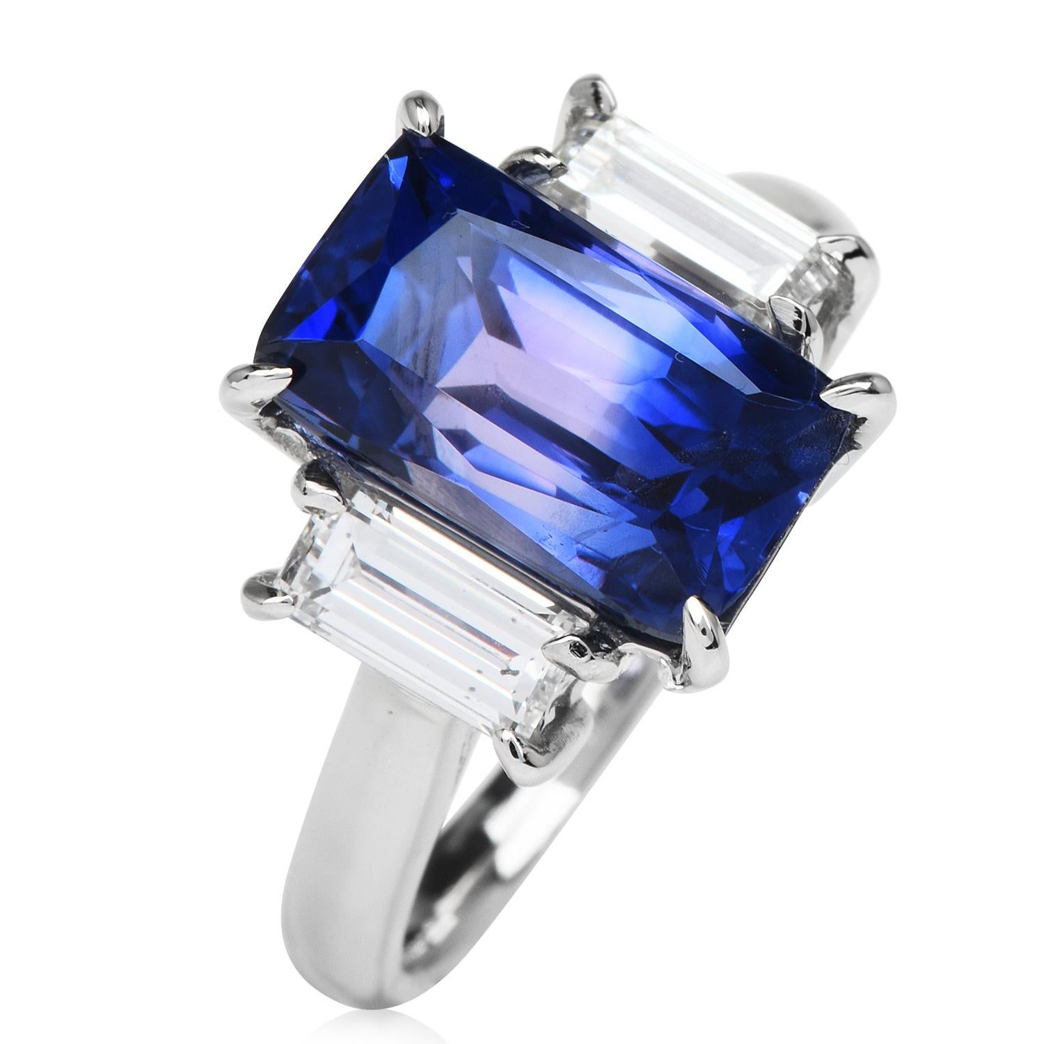 Want to Get Engaged?  Modern not your Style?

This Classic GIA Natural No Heat Ceylon Sapphire and Diamond Three Stone Engagement Ring boast beauty with an approximate total weight of 8.4 grams. 

Expertly crafted in solid Platinum, Featuring
