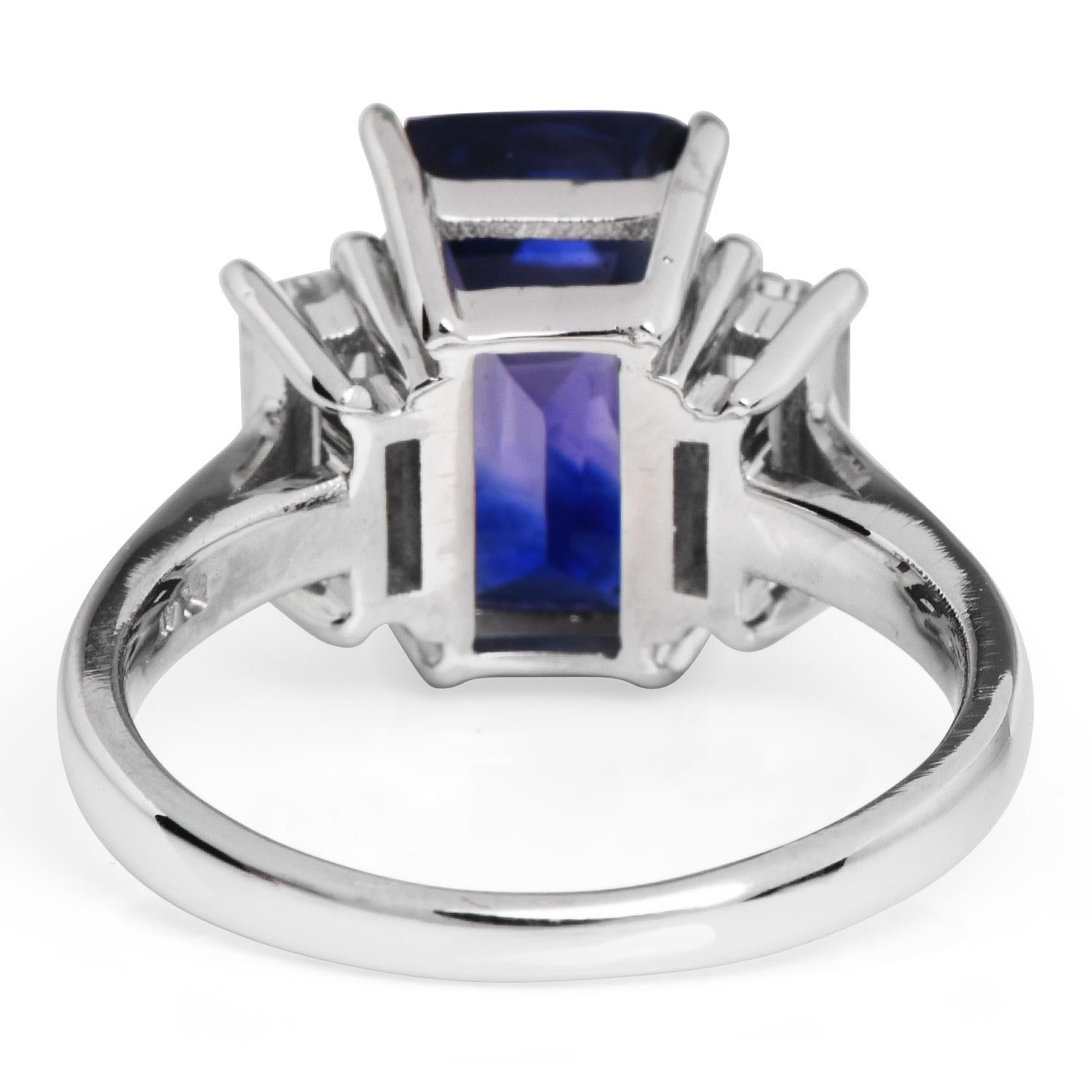 Dover GIA Ceylon No Heat Sapphire Diamond Platinum Three Stone Ring  4
