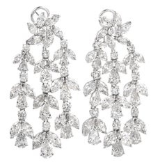 30.00 Carat Diamond Platinum Floral Chandelier Dangle Earrings