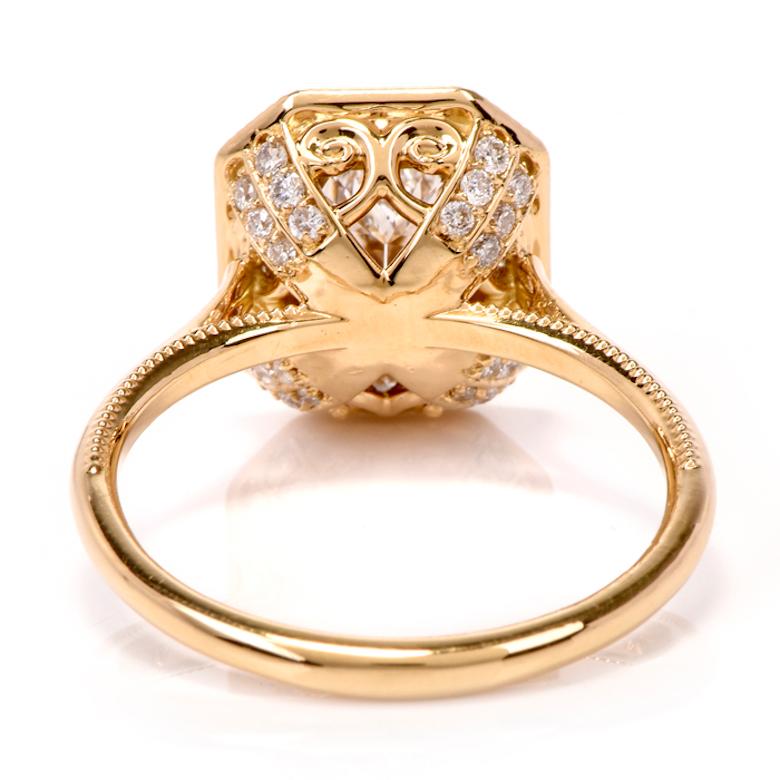 Dover Jewelry Cushion GIA Diamond Halo 18 Karat Engagement Ring 2