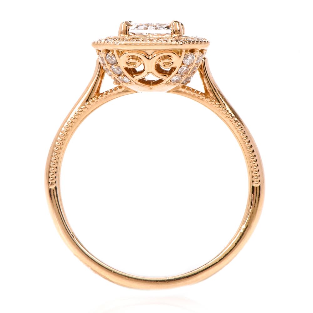 Dover Jewelry Cushion GIA Diamond Halo 18 Karat Engagement Ring 1