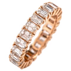 Dover Jewelry Emerald Cut Diamond Eternity Band Ring 18 Karat Rose Gold