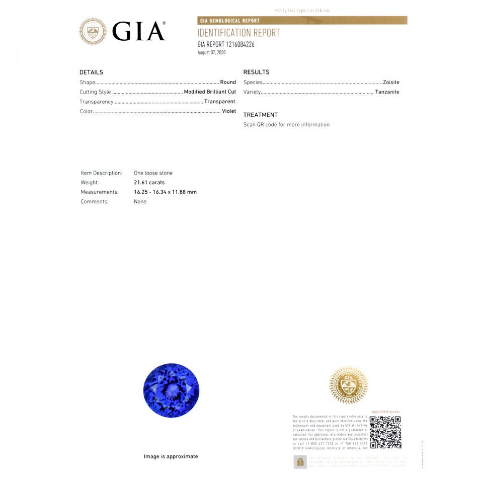 Dover Jewelry GIA 21.16 Carat Tanzanite Platinum Diamond Cocktail Ring 3