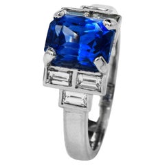 Dover Jewelry GIA 3.36 Carats Ceylon Sapphire Diamond Platinum Ring