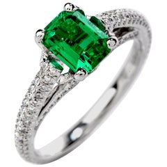 Dover Jewelry GIA Colombian Emerald Platinum Elegant Ring