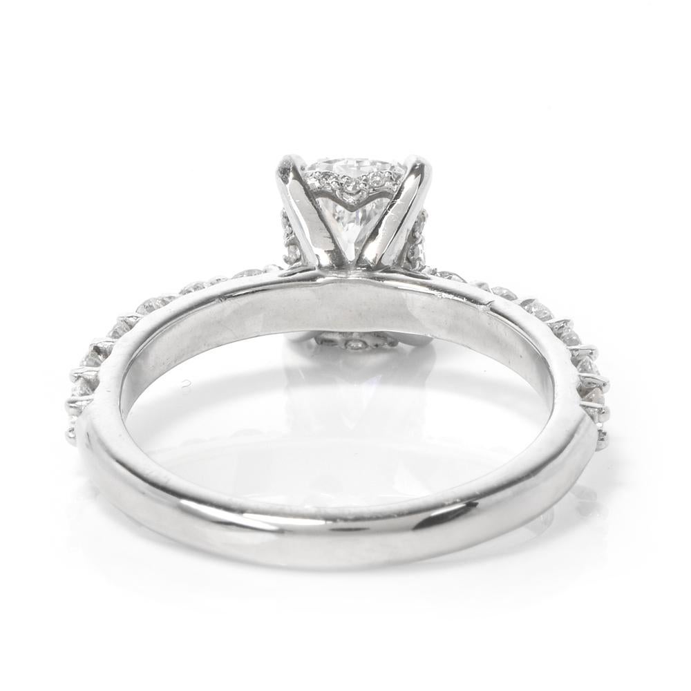 Women's  GIA D-VS1 Certified Diamond Pave Platinum Engagement Ring