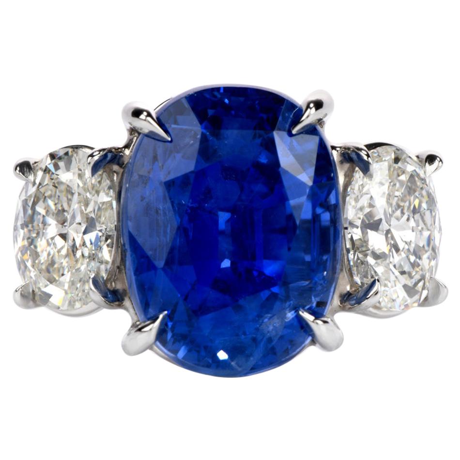 Dover Jewelry GIA No Heat Ceylon 14.23 Carat Sapphire and Diamond Platinum Ring