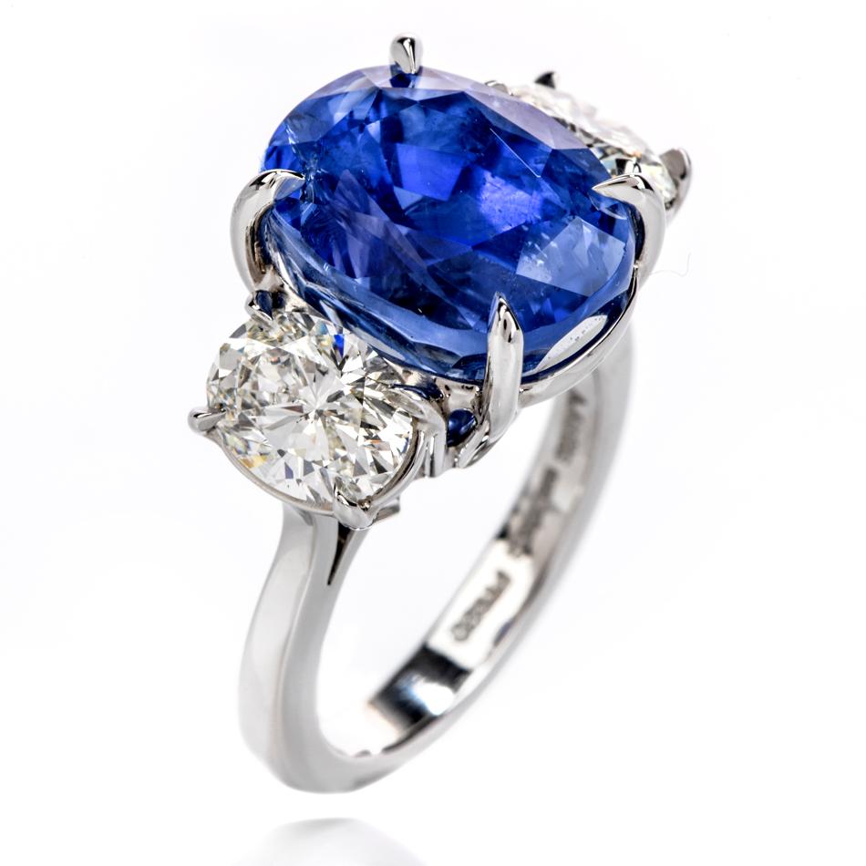 Modern Dover Jewelry GIA No Heat Ceylon 14.23 Carat Sapphire and Diamond Platinum Ring
