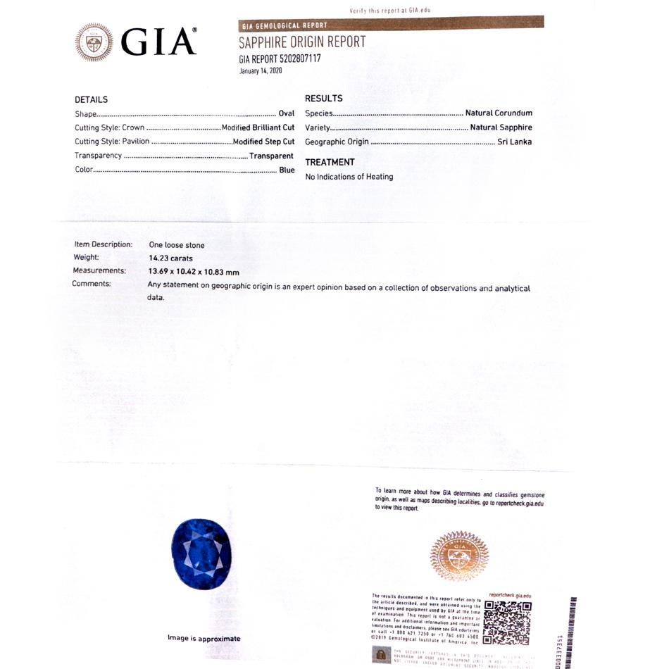 Women's Dover Jewelry GIA No Heat Ceylon 14.23 Carat Sapphire and Diamond Platinum Ring