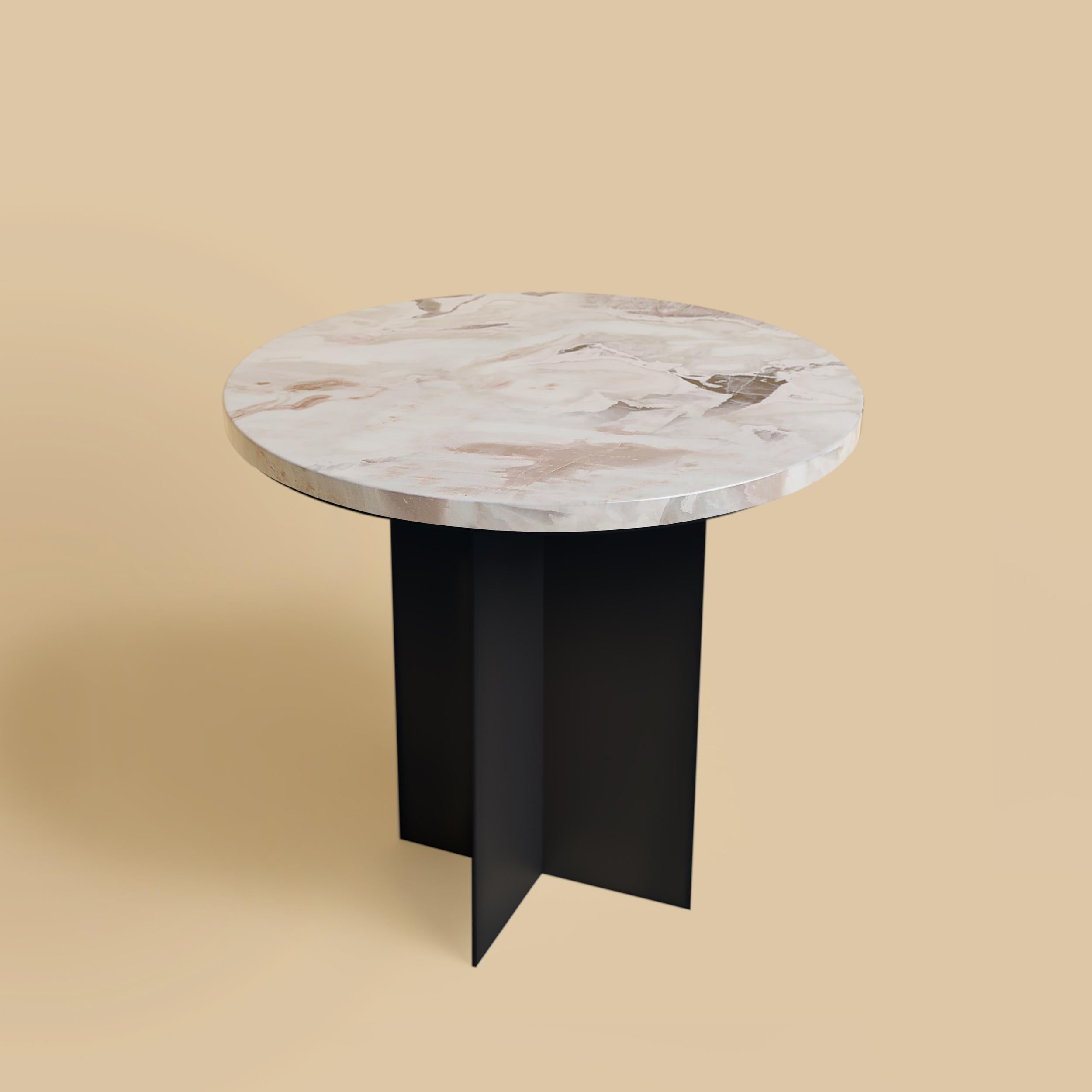 italien Table d'appoint Dover blanche et métallique, fabriquée en Italie en vente