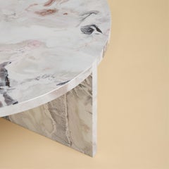 Dover White Marble Round Coffee Table, Made in Italy