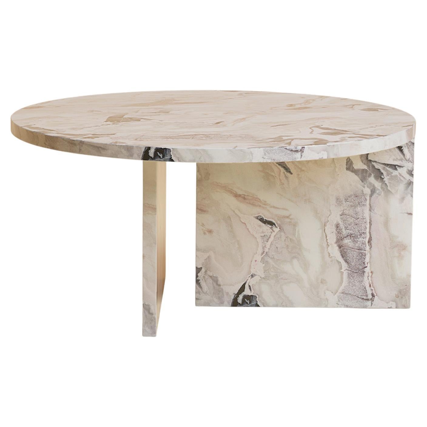 Dover White Marble Round Coffee Table, Made in Italy For Sale
