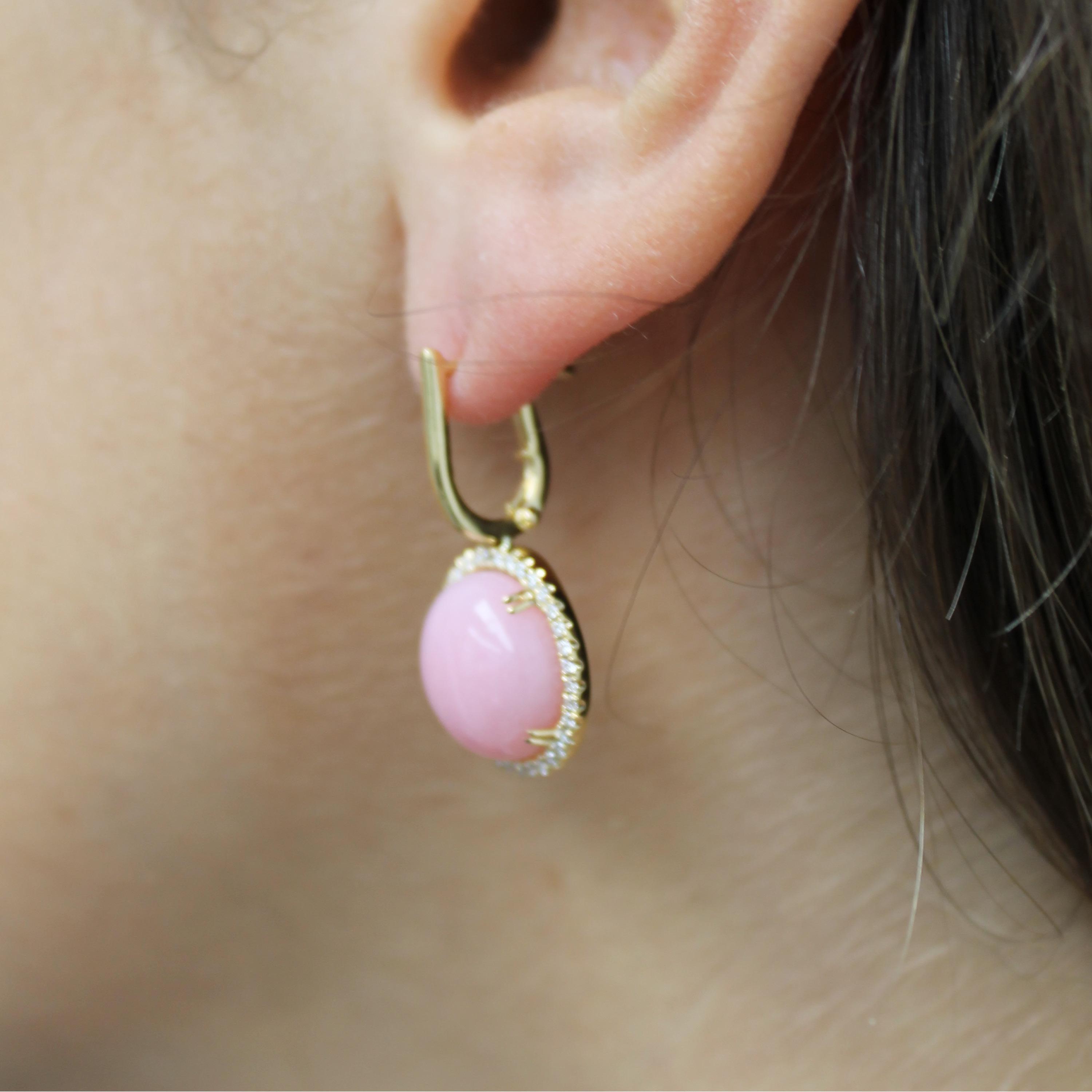 pink opal drop earrings