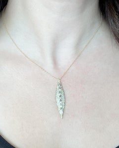 Marquise Shaped Pendant Necklace 18k Gold Pavé Set Diamonds & White Topaz