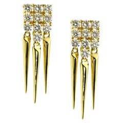 Doves by Doron Paloma Spikey Dangle Earrings in 18K Yellow Gold and Diamonds