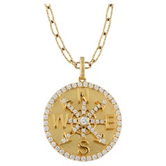Doves Doron Paloma Gold Diamond Compass Medallion Pendant