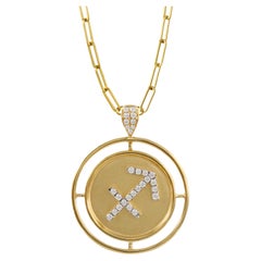 Doves Doron Paloma Gold Diamond Sagittarius Zodiac Pendant