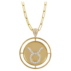 Doves Doron Paloma Gold Diamond Taurus Zodiac Pendant