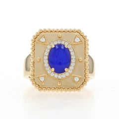 Doves Justinian Lapis & Quartz Doublet Diamond Ring Yellow Gold 18k Oval 1.64ctw