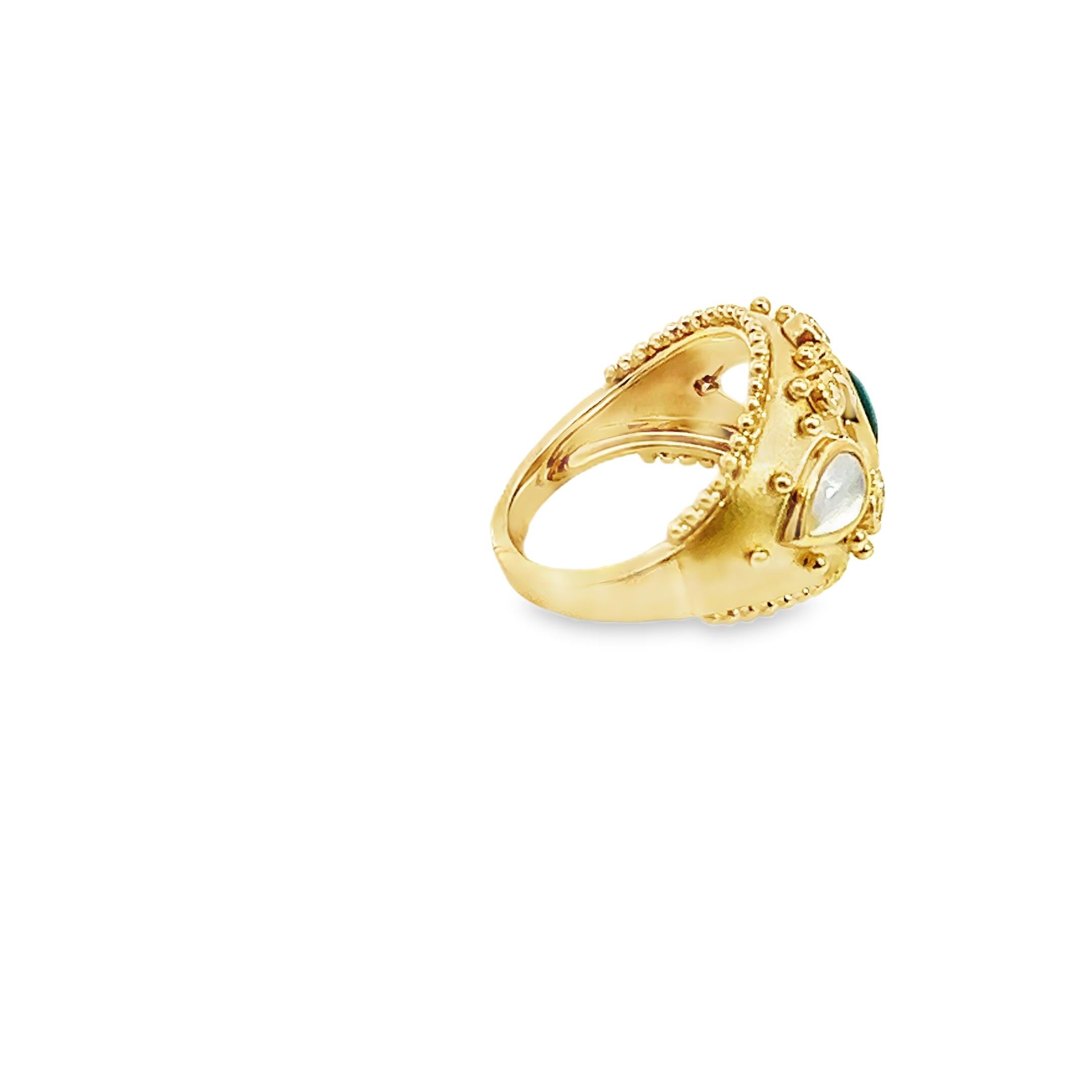 Contemporary Doves Mother of Pearl and Turquoise Fashion Ring For Sale