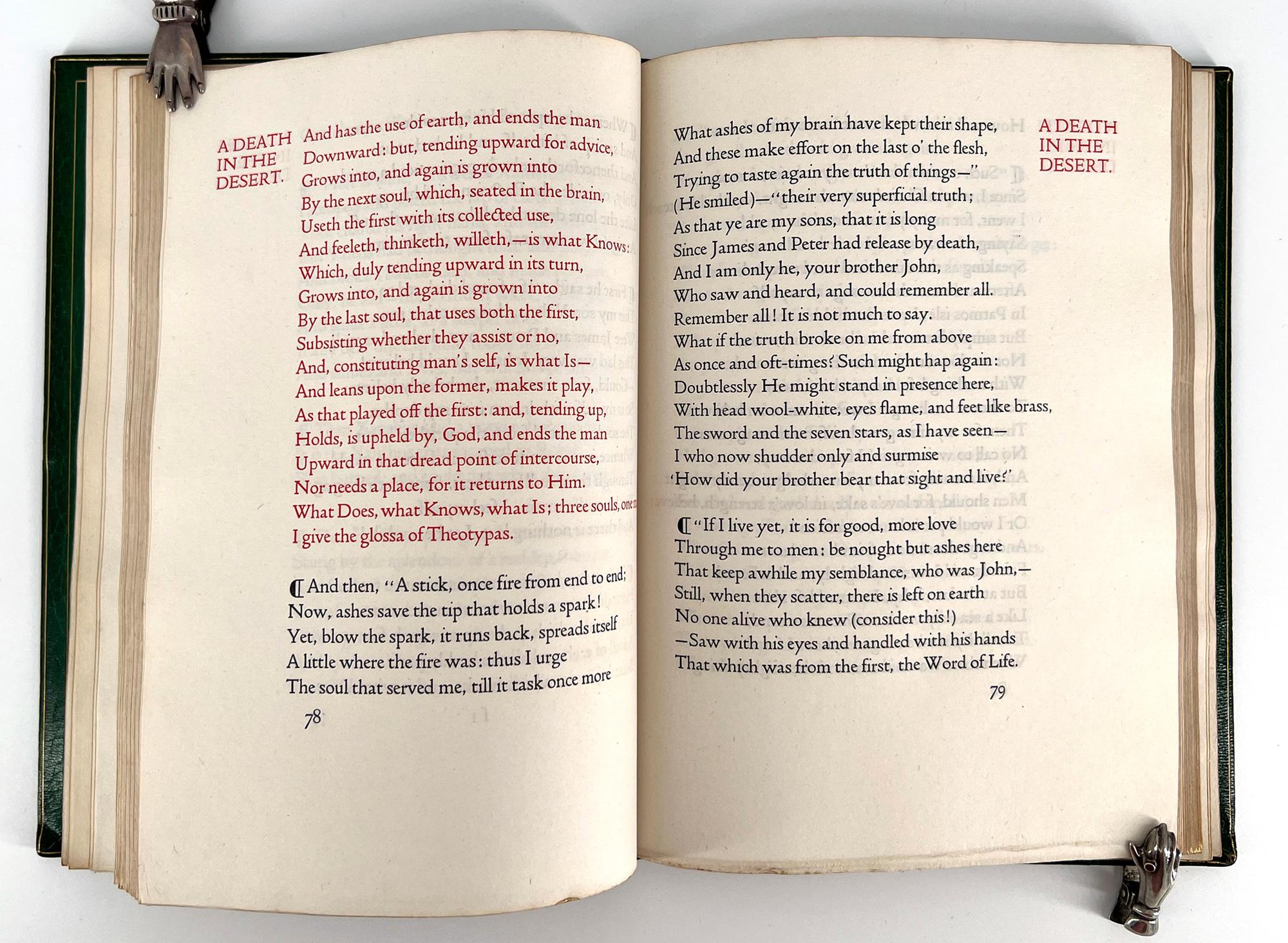 DOVES PRESS: Dramatis Personae by Robert BROWNING In Good Condition For Sale In Middletown, NY