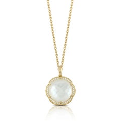 Doves White Orchid Yellow Gold Pendant
