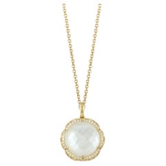 Doves White Orchid Yellow Gold Pendant
