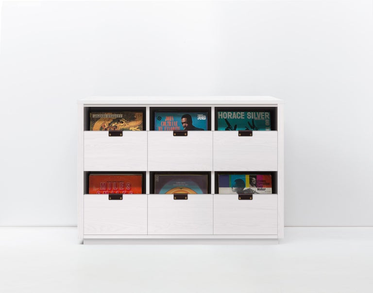 Dovetail 1 x 1 Vinyl Storage Cabinet Natural Walnut Single Drawer For Sale 5