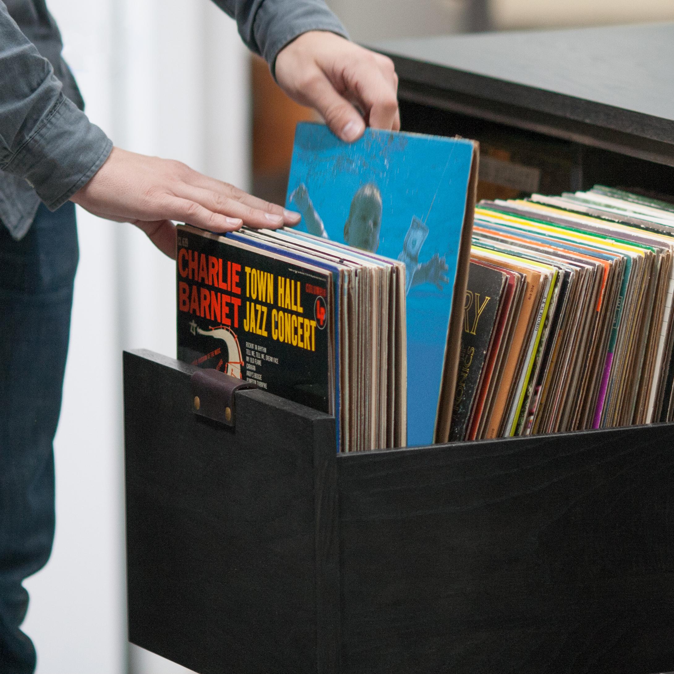Modern Dovetail 1 x 2 Vinyl Storage Cabinet For Sale