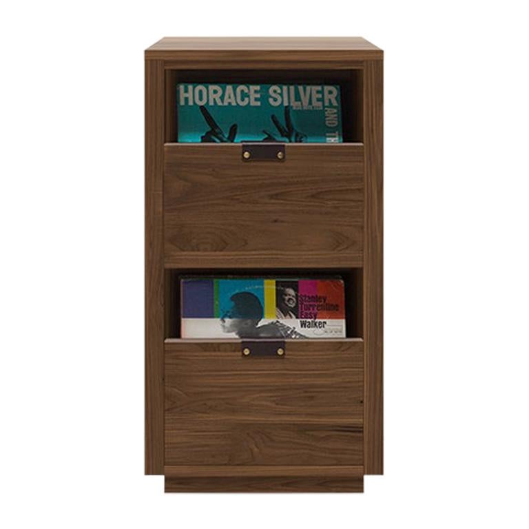 Dovetail 1 x 2 Vinyl Storage Cabinet Natural Walnut with 2 Drawers