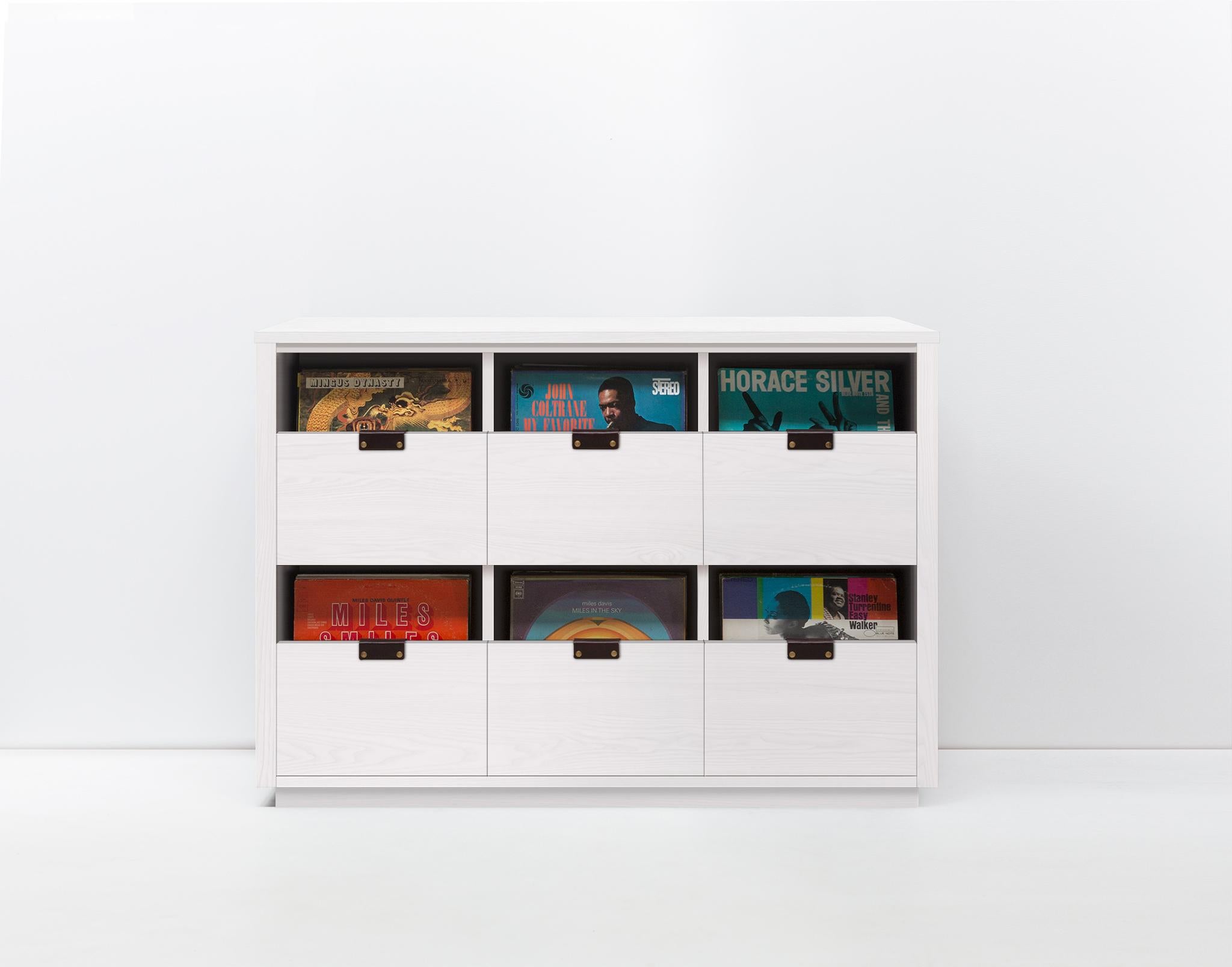 Brass Dovetail 1 x 2.5 Vinyl Storage Cabinet For Sale