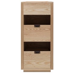 Dovetail 1 x 2.5 Vinyl Storage Cabinet Solid Natural Walnut with Flip Bins
