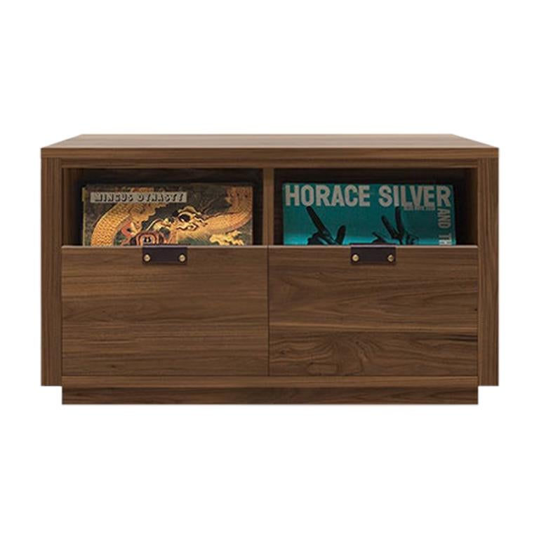 Dovetail 2 x 1 Vinyl Storage Cabinet Solid Natural Walnut 2 Drawers