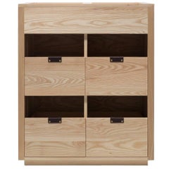 Dovetail 2 x 2.5 Vinyl Storage Cabinet Solid Natural Walnut with Flip Bins