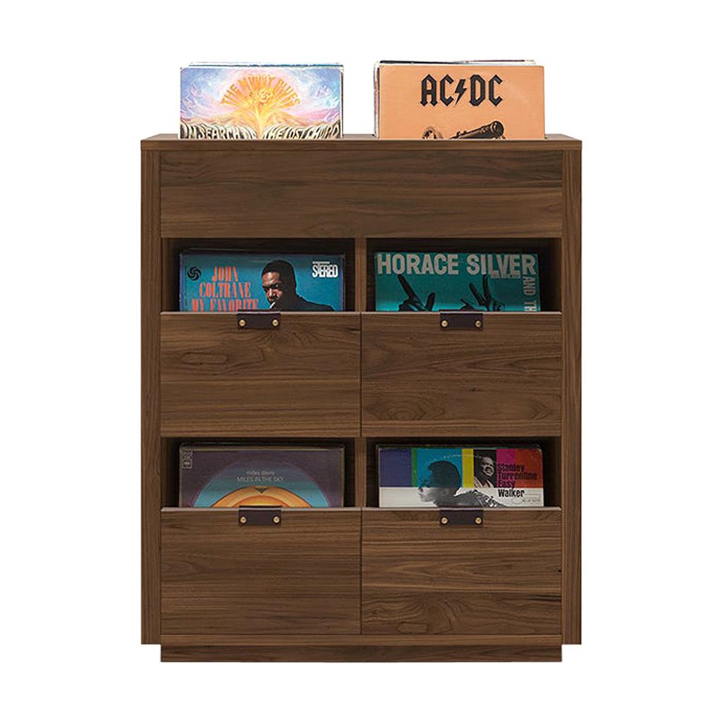 Dovetail 2 x 2.5 Vinyl Storage Cabinet Solid Natural Walnut with Flip Bins