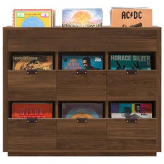 Dovetail 3 x 2.5 Vinyl Storage Cabinet Solid Natural Walnut with Flip Bins