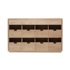 Dovetail 4 x 2.5 Vinyl Storage Cabinet Solid Natural Walnut with Flip Bins