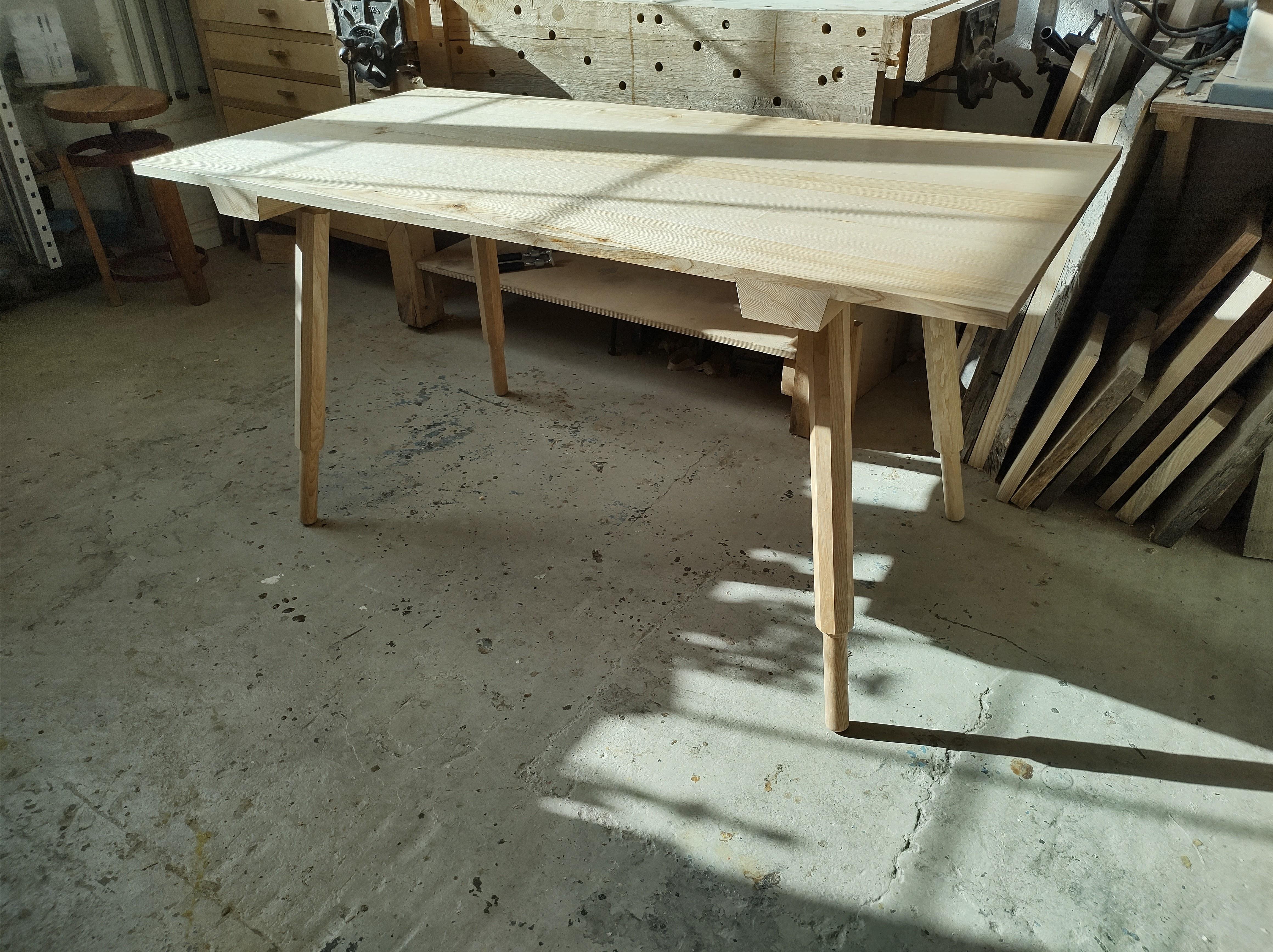 Dining Table, Solid Ash with Screw in Legs, Design by Loose Fit, UK For Sale 2